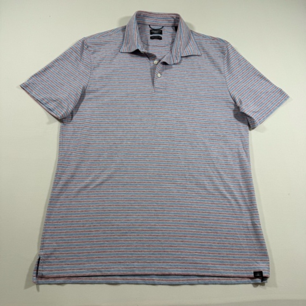 Faherty Movement Polo Shirt Striped Red Blue‎ M Men  Pima Cotton Golf Preppy